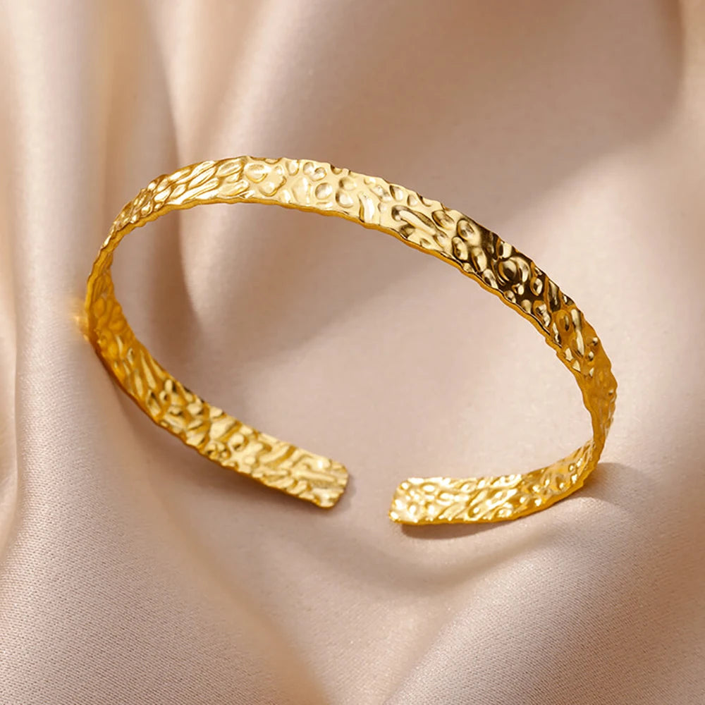 Luxury Gold Color Stainless Steel Cuff Bangle Bracelet - Smarsty
