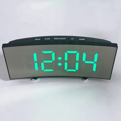 LED Curved Alarm Clock with Dual-purpose Mirror Display - Smarsty