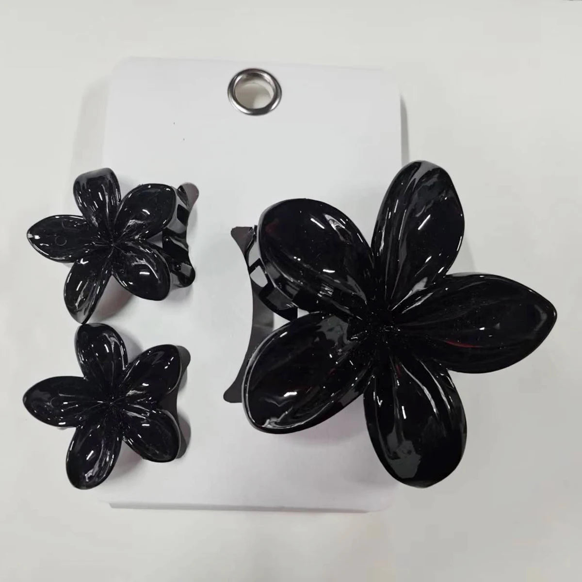 Pack Of 3 Flower Claw Clips Beach Summer Hair Accessories - Smarsty