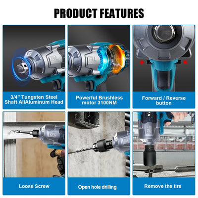Kamolee 3100NM Brushless Electric Impact Wrench - Smarsty