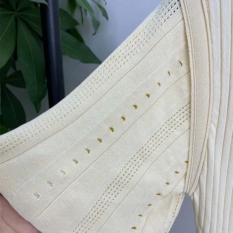 Summer Spring New French Elegant Fragrance High-end Slimming Knitted Mermaid Dress Hollow Slimming Fish Tail Knit Dress - Smarsty