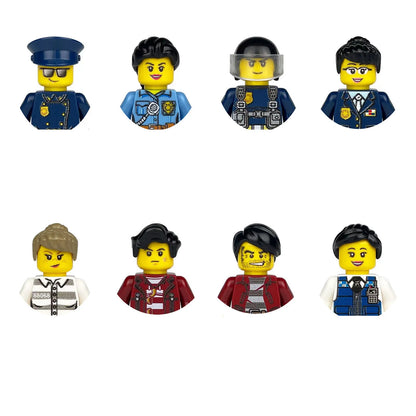 building blocks action doll mini city figures toys girls soldiers policeman robot worker fireman farmer cook movie characters