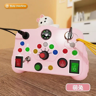 Montessori Busy Board Sensory Toys Cartoon with LED Light Switch Control Board Travel Activities Children Game for 2-4 Years Old - Smarsty