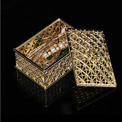 Mini Silver Jewelry Box Set with Flower Design - Smarsty