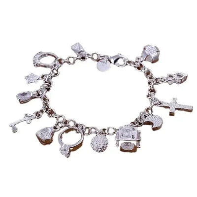 Thirteen Pendant Silver Charm Bracelet for Women - Smarsty