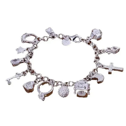 Thirteen Pendant Silver Charm Bracelet for Women - Smarsty