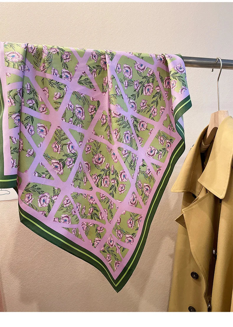 Luxury Silk Skinny Scarf with Cat Print for Women - Smarsty