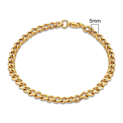 MKENDN 3-11mm Silver Stainless Steel Curb Link Bracelet - Smarsty