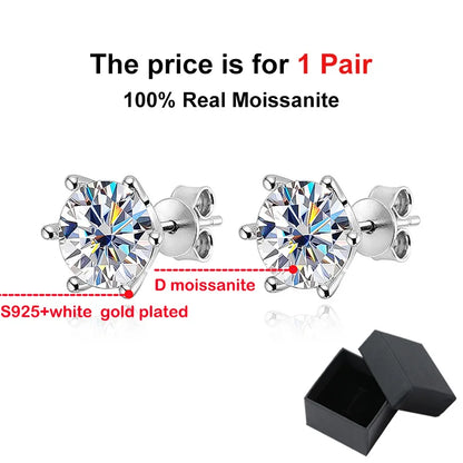 Moissanite Stud Earrings D Color 925 Sterling Silver - Smarsty