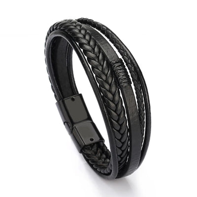 Trendy Leather Bracelets For Men Multilayer Braided Rope - Smarsty
