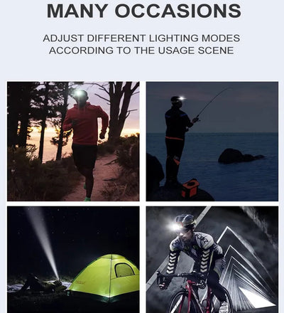 9 Led Strong Light Headlamp USB Rechageable Motion Sensor Headlight Portable Fishing Camping Outdoor Head Lamp Work Flashlight by Smarsty