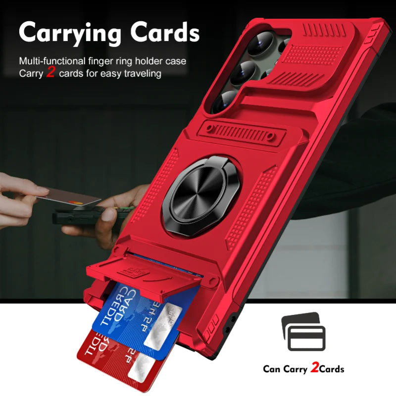 Galaxy S23 S24 Case With Magnetic Ring Kickstand Heavy Duty - Smarsty