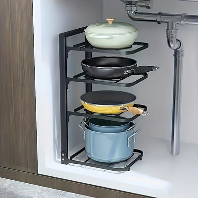 Adjustable Pot Rack Organizer, Kitchen Stainless Steel Pot Storage Rack ,Multi-Layer Household Pot and Pan Organzier for Kitchen by Smarsty