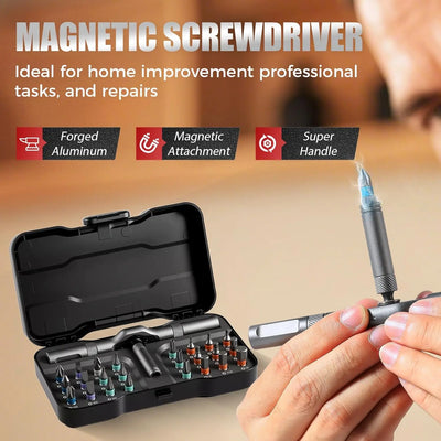 VMAN 24in1 Multifunction Ratchet Screwdriver Set Multi Magnetic Bits Mini Repair Tool Kit Household Tool For PC & Desk Etc. - Smarsty