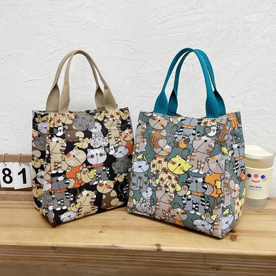 Chic Cat Pattern Top Handle Bag For Women Everyday Use - Smarsty