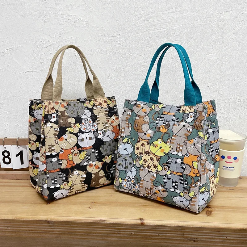 Chic Cat Pattern Top Handle Bag For Women Everyday Use - Smarsty
