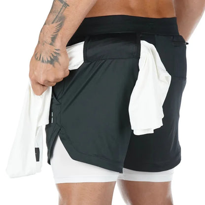 Camo Running Shorts Men Gym Sports Shorts 2 In 1 Quick Dry Workout Training Gym Fitness Jogging Short Pants Summer Men Shorts - Smarsty