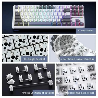 Mechanical Keyboard Tri Mode Wireless 87 Keys Silent Gaming - Smarsty