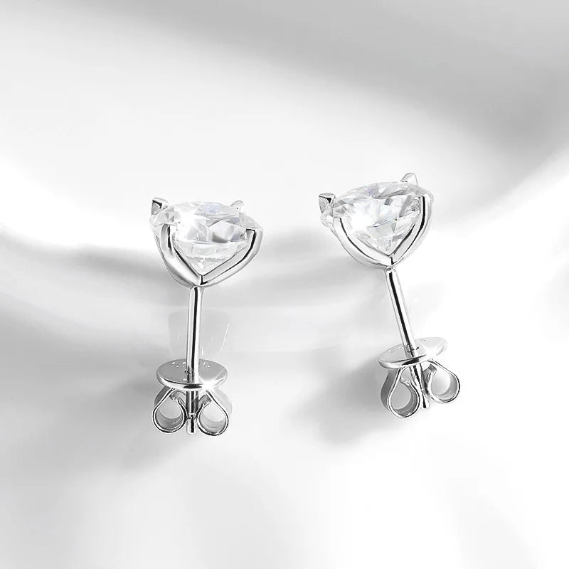 GRA Certified Moissanite Stud Earrings Sterling Silver - Smarsty