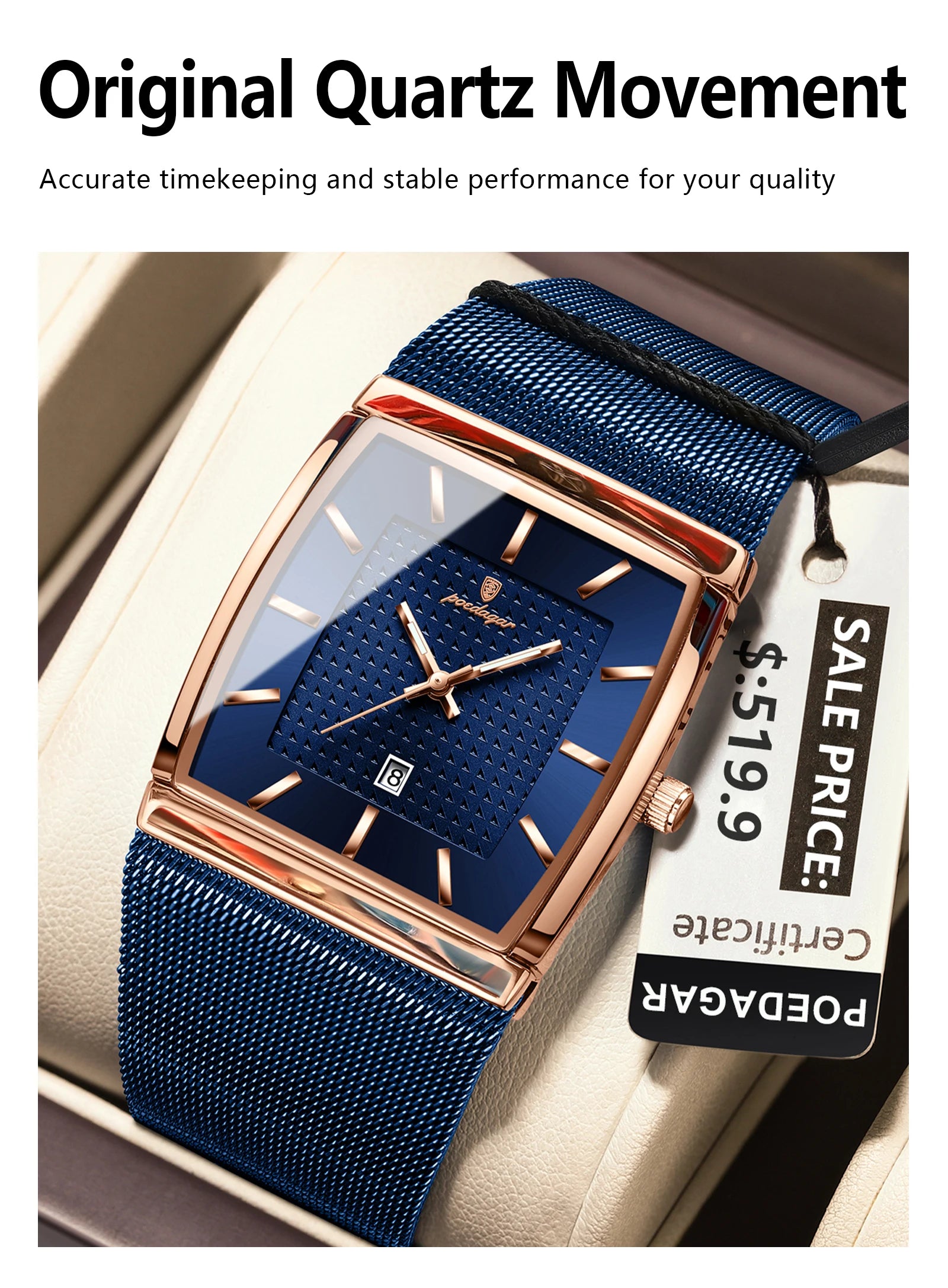 Men's Waterproof Quartz Watch with Luminous Date Feature - Smarsty