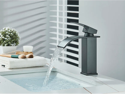 Brushed Gold Waterfall Bathroom Sink Faucet Mixer - Smarsty