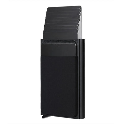 Automatic Flip Card Side Push Card Holder Sleeve Large Capacity 12 Cards Slot Metal Cards Box Men Credit Card Anti-theft Wallets - Smarsty