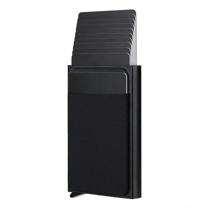 Automatic Flip Card Side Push Card Holder Sleeve Large Capacity 12 Cards Slot Metal Cards Box Men Credit Card Anti-theft Wallets