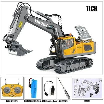 2.4G Remote Control Excavator Dump Truck RC Model Car Toy Professional Alloy Plastic Simulation Construction Vehicle Kids Gifts