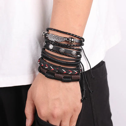 Viking Leather Bracelet For Men Adjustable Skull Design - Smarsty