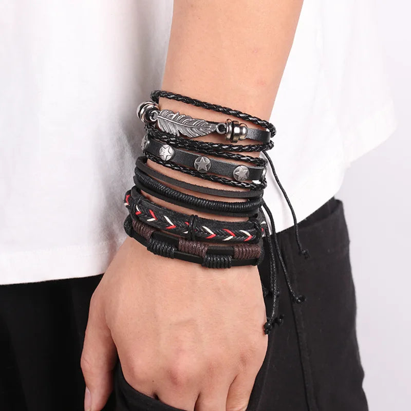 Viking Leather Bracelet For Men Adjustable Skull Design - Smarsty