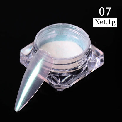 Aurora Pearl White Nail Glitter Powder for Stunning Designs - Smarsty