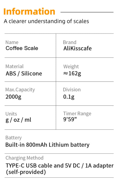 AliKissCafe Digital Espresso Scale With Timer - Smarsty