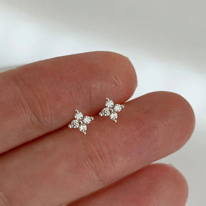 Heart Stud Earrings Cubic Zirconia Sparkling Wedding - Smarsty