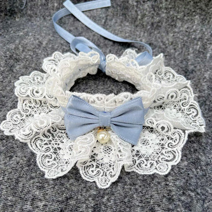 Cute Cat and Dog Tie Pet Drool Towel with Lace - Smarsty