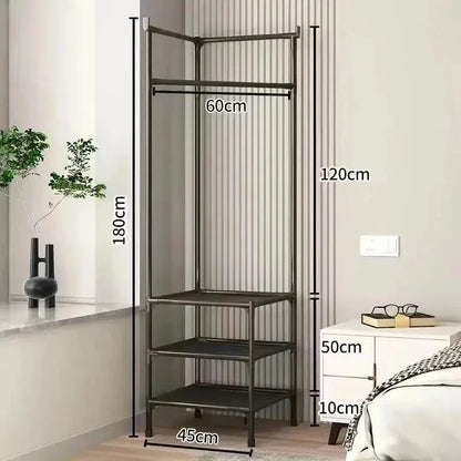 Corner Coat Hat Rack Multifunction Multi-Layer Floor Standing Corner Hanger Detachable Removable Metal Clothing Storage Shelf