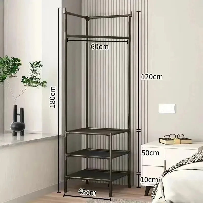 Corner Coat Hat Rack Multifunction Multi-Layer Floor Standing Corner Hanger Detachable Removable Metal Clothing Storage Shelf