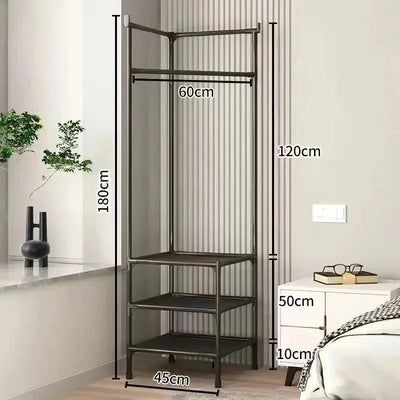 Corner Coat Hat Rack Multifunction Multi-Layer Floor Standing Corner Hanger Detachable Removable Metal Clothing Storage Shelf by Smarsty