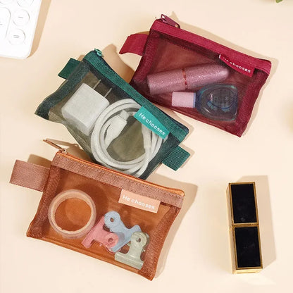 Small Square Nylon Coin Pouch With Zipper Card Holder - Smarsty