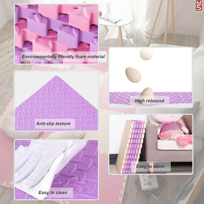 8Pcs/2.5cm Thick Nonslip Baby Crawling Play Mat Soundproof Puzzle Gym Mat for Children's Room and Eco-Friendly Puzzle Mat by Smarsty