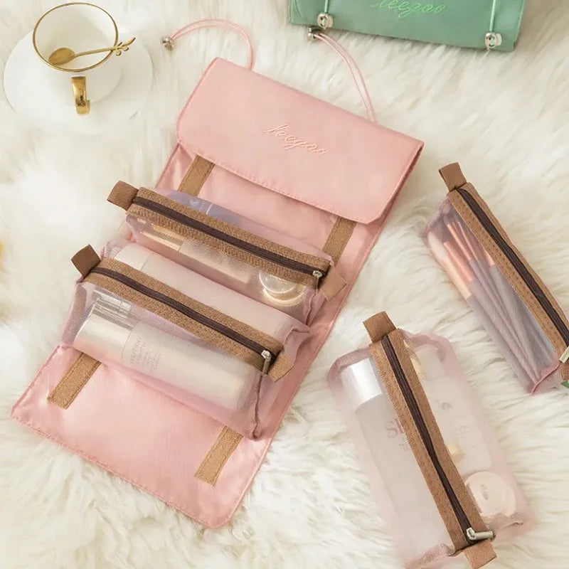 Detachable Cosmetic Bag Portable Large Capacity 4 in 1 Makeup Bags Portable Folding Travel Cosmetics Storage Toiletry Bag - Smarsty