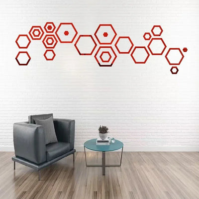 24pcs 3D Hexagonal Mirror Wall Stickers for Home Decor - Smarsty
