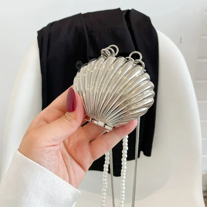 Pearl Mini Crossbody Bag Gold Shell Shoulder Purse Luxe - Smarsty