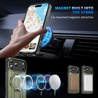 Magnetic Phone Case with 360° Rotate Stand for IPhone 17 16 15 14 13 12 11 Pro Max Plus For Magsafe Wireless Charge Armor