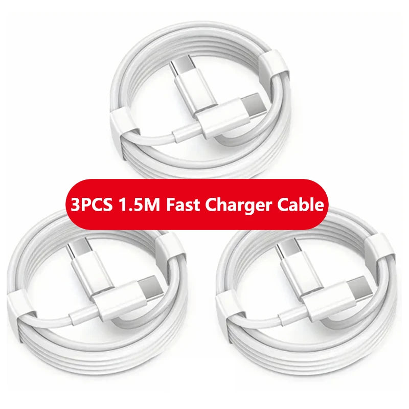 3PCS PD 100W USB C to USB Type C Cable Fast Charge Data Cable For Iphone 15 15Pro Huawei Samsung Xiaomi Data Line White 1M 2M - Smarsty