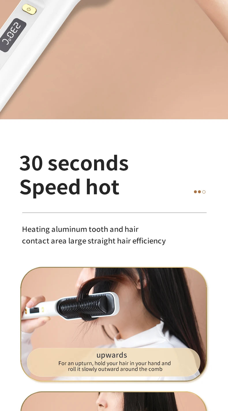 Electric Hot Comb Quick Hair Straightener with Anti-Scalding Feature - Smarsty
