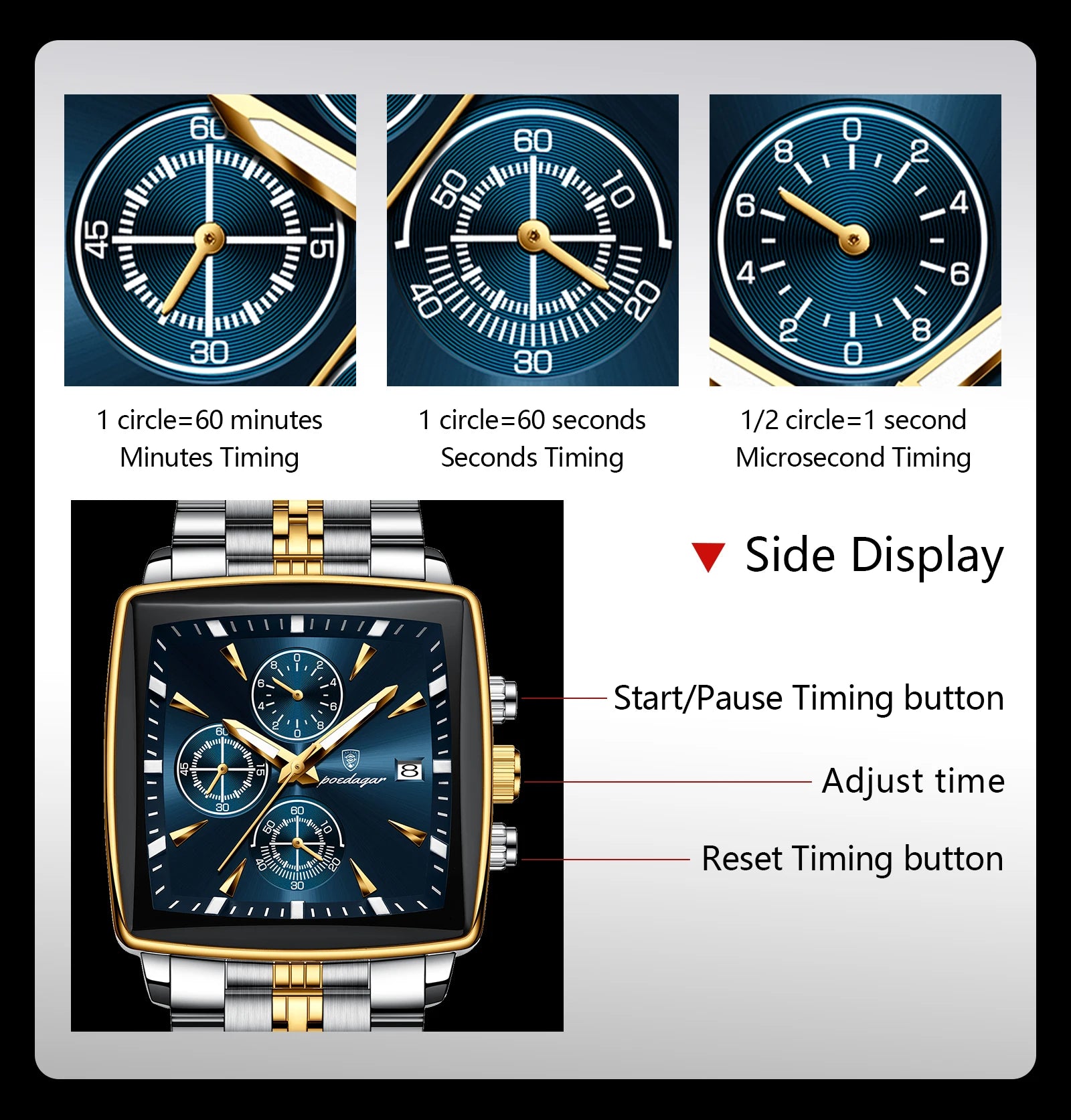 Luminous Waterproof Men's Chronograph Watch with Date - Smarsty
