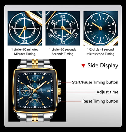 Luminous Waterproof Men's Chronograph Watch with Date - Smarsty