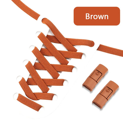 No Tie Shoe laces Press Lock Shoelaces without ties Elastic Laces Sneaker Kids Adult 8MM Widened Flat Shoelace for Shoes - Smarsty
