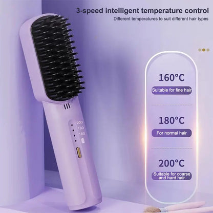 Cordless Hair Straightener Brush with Anti-Scald Feature - Smarsty