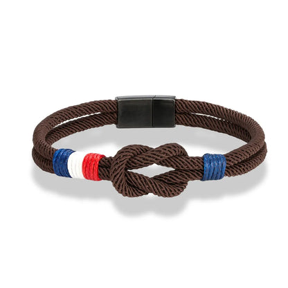 Black Stainless Steel Rope Bracelet Handmade Double Layer - Smarsty